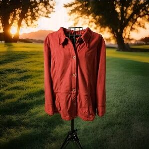 Caribbean Joe Women's Autumn Colors Fleece Lined Warm Comfy Button Shirt XL